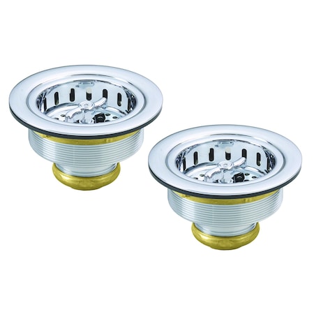 Westbrass Two Wing Nut Style Large Kitchen Basket Strainer in Polished Chrome D2135-26